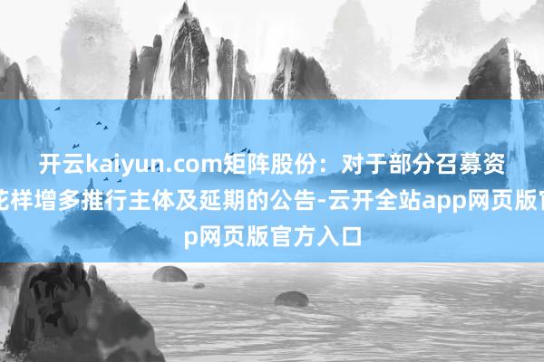 开云kaiyun.com矩阵股份：对于部分召募资金投资花样增多推行主体及延期的公告-云开全站app网页版官方入口