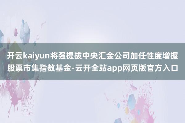开云kaiyun将强提拔中央汇金公司加任性度增握股票市集指数基金-云开全站app网页版官方入口