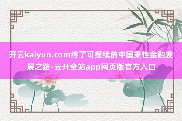 开云kaiyun.com终了可捏续的中国秉性金融发展之路-云开全站app网页版官方入口