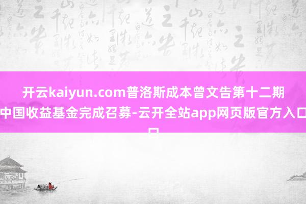 开云kaiyun.com普洛斯成本曾文告第十二期中国收益基金完成召募-云开全站app网页版官方入口