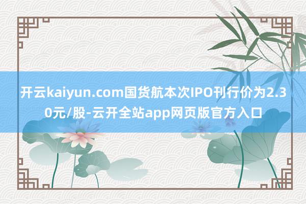 开云kaiyun.com国货航本次IPO刊行价为2.30元/股-云开全站app网页版官方入口