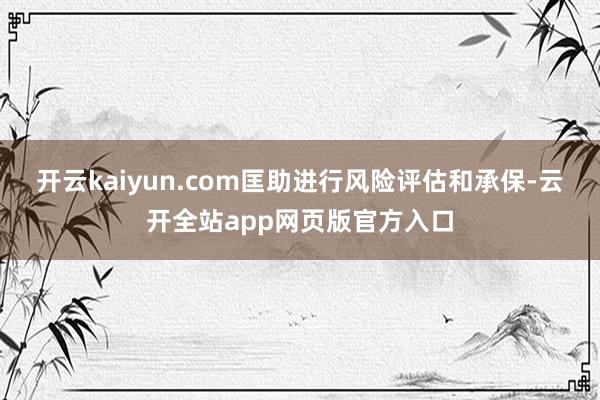 开云kaiyun.com匡助进行风险评估和承保-云开全站app网页版官方入口